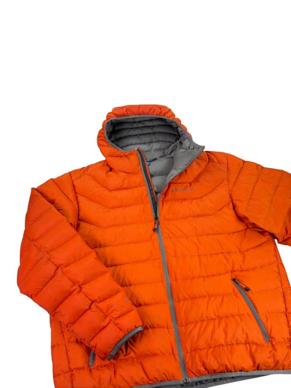 Eddie Bauer First Ascent Goose Down 800 Hooded Stormdown Jacket Mens XL Orange